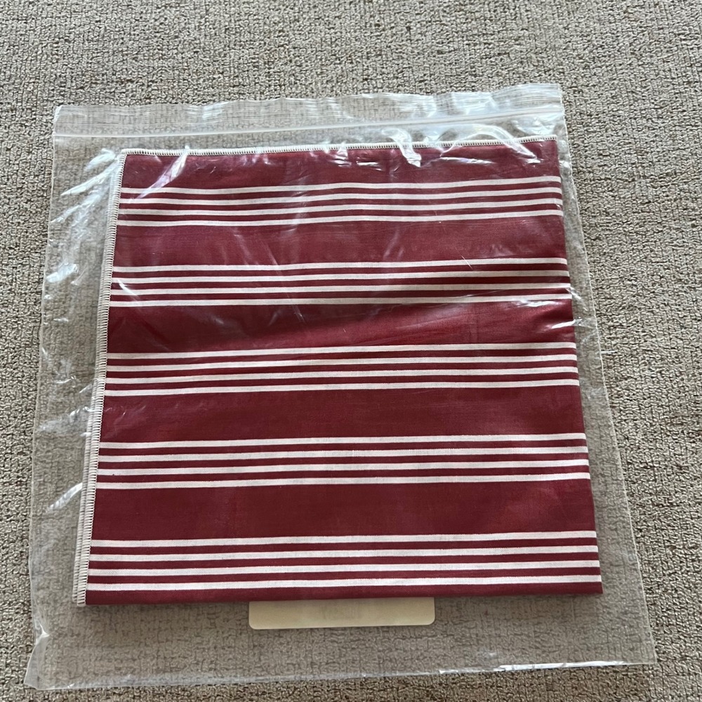 Longaberger 17" Reversible Accent Square Holly Berry Red White Striped Cotton